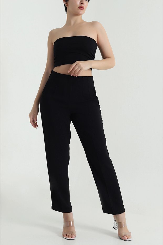 Women's High Waist Pleated Imported Crepe Trousers