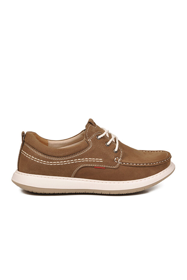 Men's Sand Nubuck Genuine Leather Memory Comfortable Sole Lace-Up Casual Shoes 6502 m