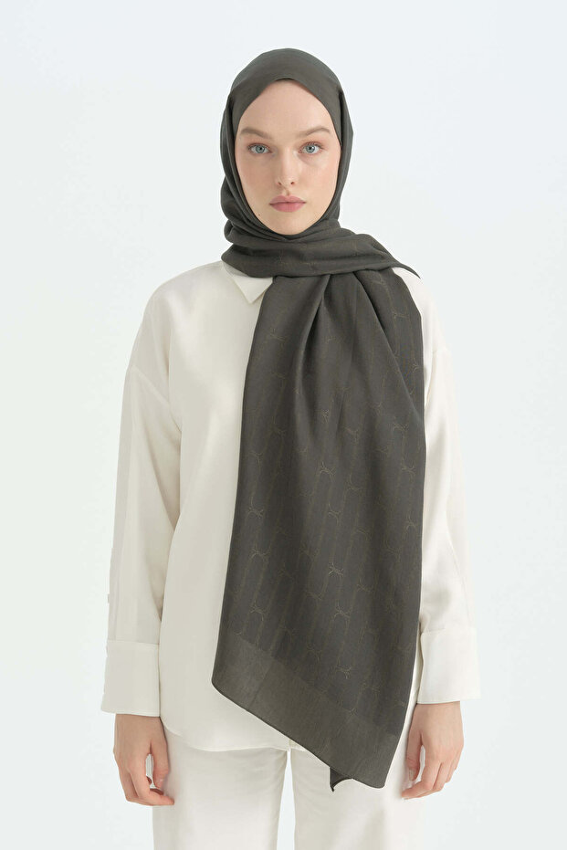 Cotton Naia Blend Natural Shawl - Smoked