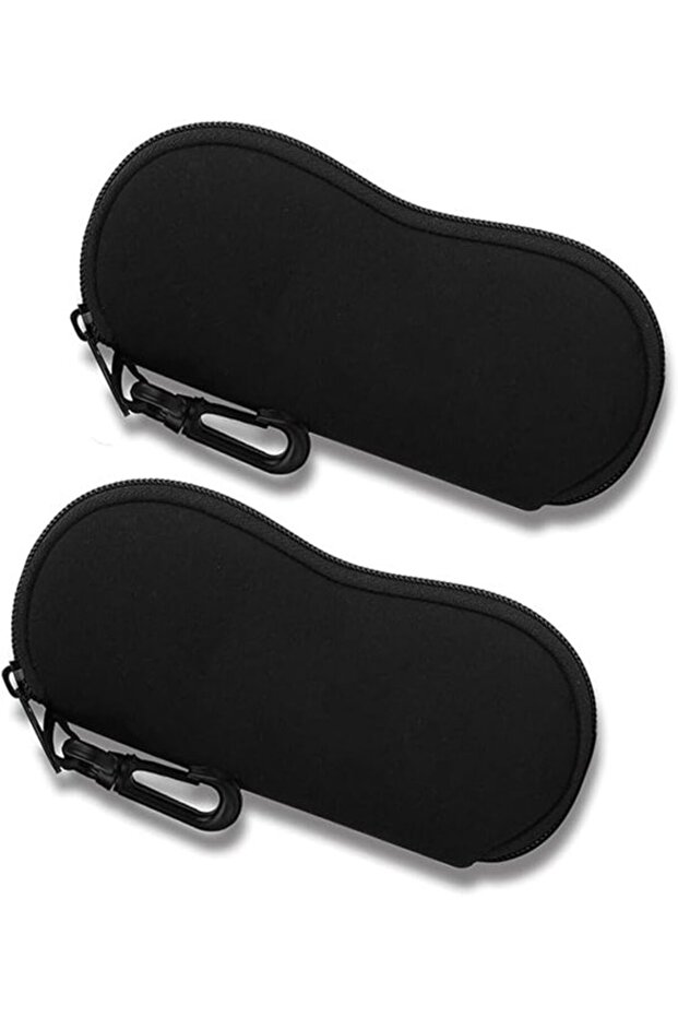 2-piece glasses case - sunglasses organizer with practical zipper and belt clip, slim design, suitable for any glasses (black)