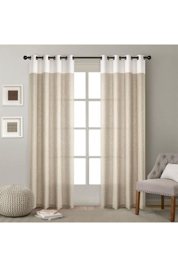 Blackout linen curtains - white - 132x244 cm - with eyelets