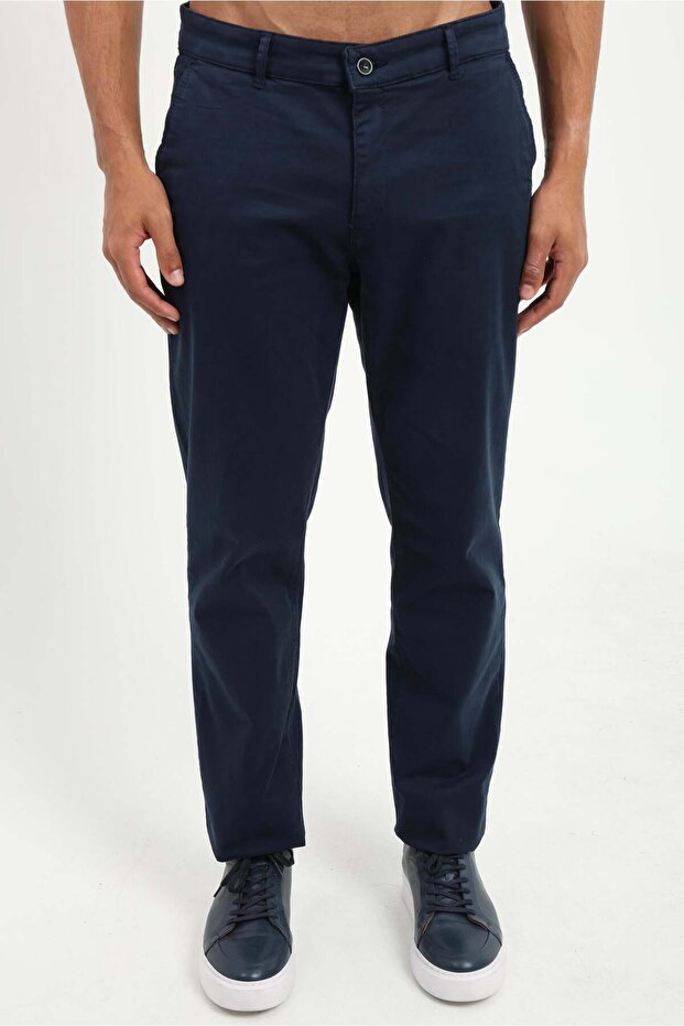 Men's Regular Fit Navy Blue Trousers