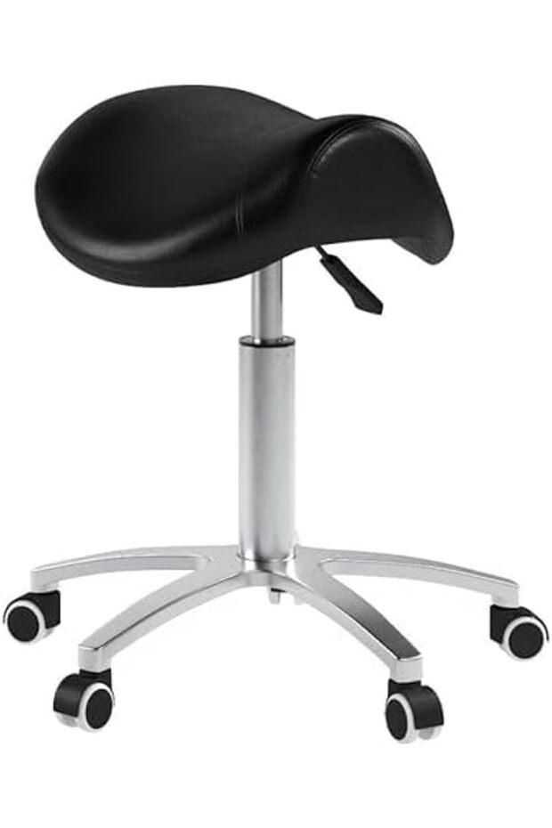 MASTER Swivel Saddle Stool, Posture Chair with a Durable Pneumatic Hydraulic Lift, Heavy Duty Metal Base Clinic Dentist Spa Massage Salons Studio Full 360° Rotation, Weight 6Kg, Support Weight 249Kg