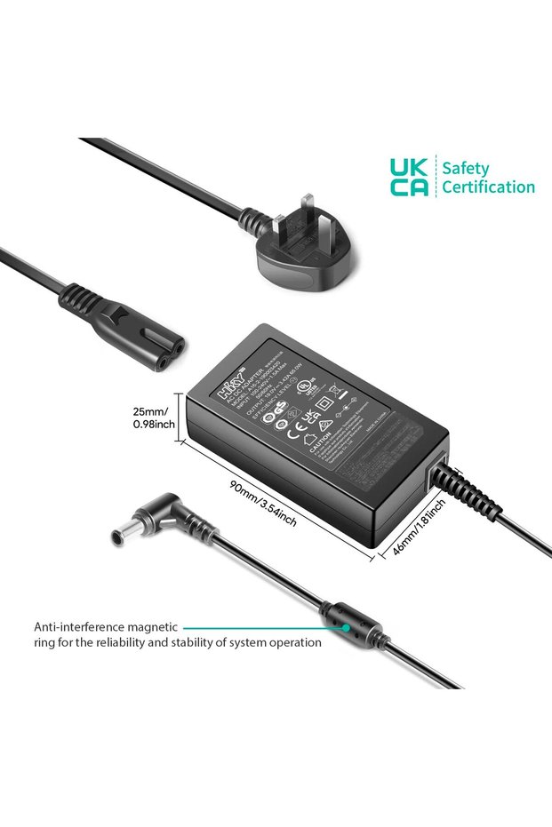 HKY Samsung Monitor Power Cable, 19V AC/DC Adapter for Samsung Odyssey G5, G3, G4, AG320, LS24AG320NUXXU, 24" AG550, 27" 32" LC32G55TQWRXXU Gaming Monitor Display Charger