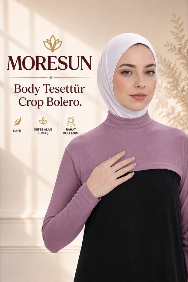 Turtleneck Neck Collar Sleeveless Top - Lycra Women's Body Hijab Crop Bolero