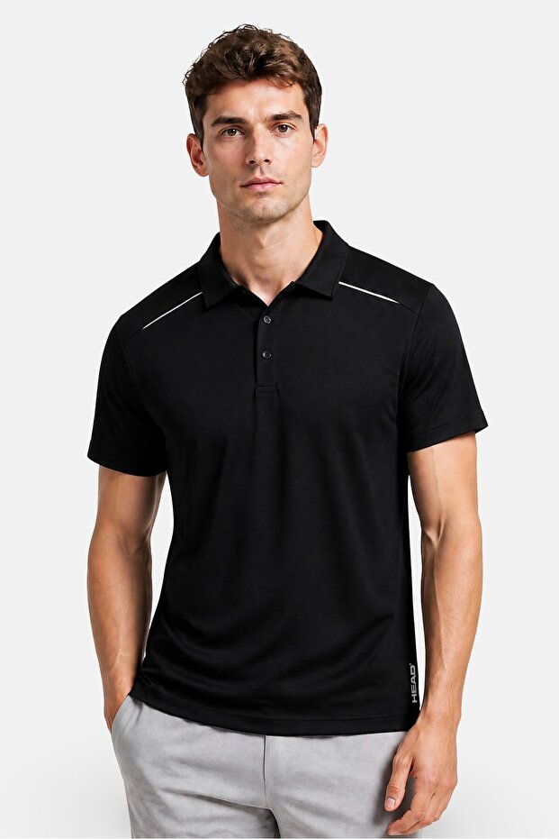 Men Classic Fit Short Sleeve Outdoor Polo Shirt, Black