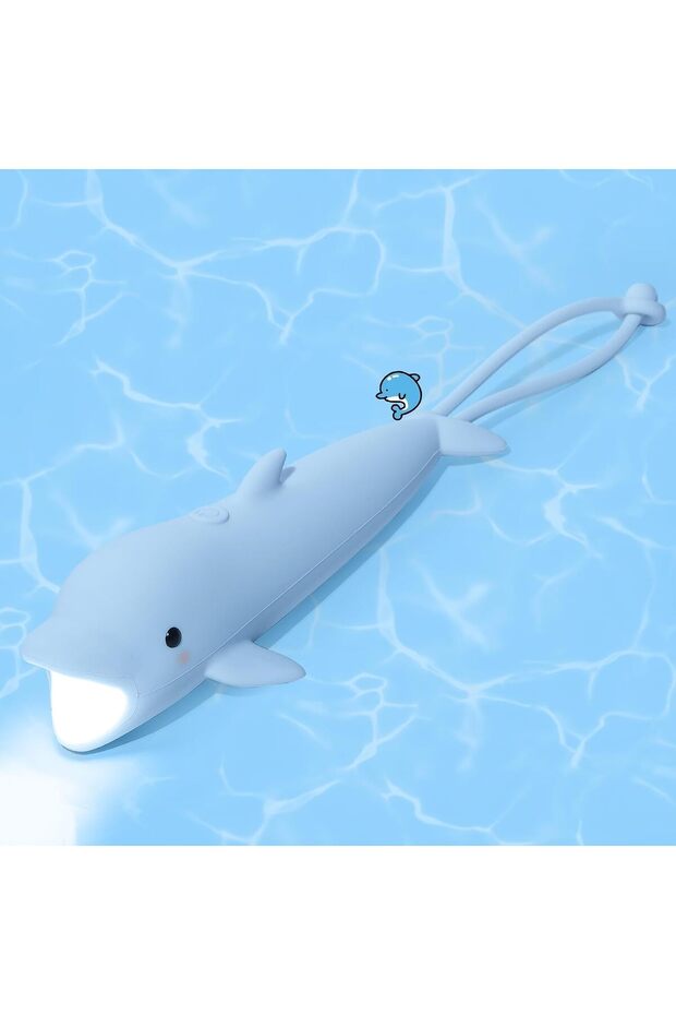 Kids Silicone Dolphin Flashlight Dimmable Rechargeable Hanging Nightlight