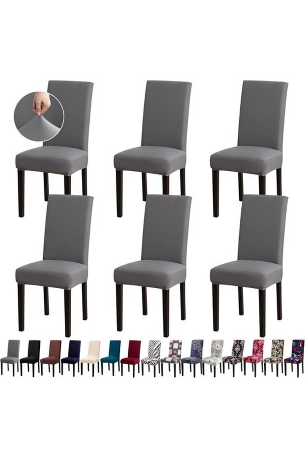 Chair Covers, Stretch Kitchen Dining Room Chair Covers Set of 6, Removable Washable Dining Chair Covers for Home, Hotel, Banquet
