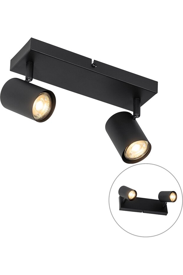 Modern Ceiling Spotlights, Surface Mount Dual Lamps with 260mm Tube Length (Black) for Living Rooms and Bedrooms