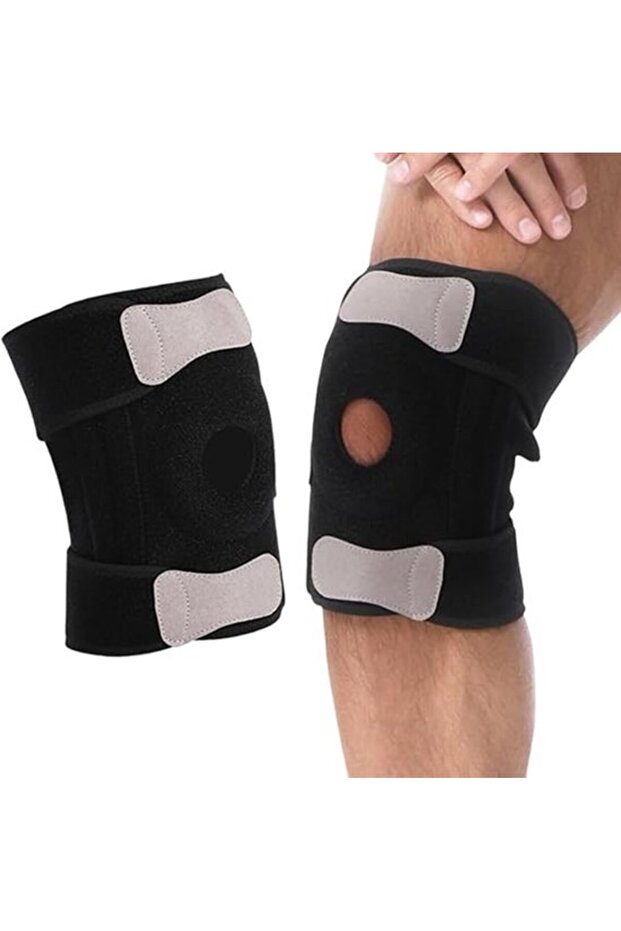 Adjustable Neoprene Patellofemoral Knee Brace with Stabilizing Ring - Ligament Support for Cruciate Injuries & Sprains (Black)