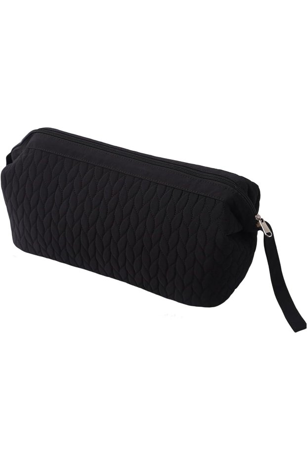 Premium PU leather hair dryer storage box with internal dividers, safe and portable, specially designed for women's travel hair dryers (black).