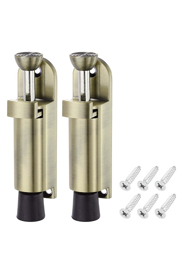 2-Piece Kick-Off Door Stop, Spring-Loaded Telescopic Door Stop, Adjustable Lock Holder, 25mm/0.98in Ground Height, Bronze