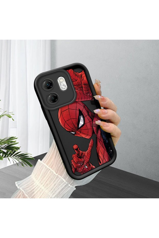 Infinix Smart 9 Compatible Spiderman Patterned Silicone Case, Comic Book Print, Shock Resistant
