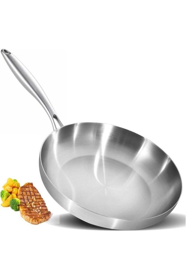 10-Inch Stainless Steel Fry Pan – Tri-Ply Induction Compatible Skillet, Oven Safe up to 500°F, Dishwasher Safe, Professional Cooking Pan with Even Heat Distribution