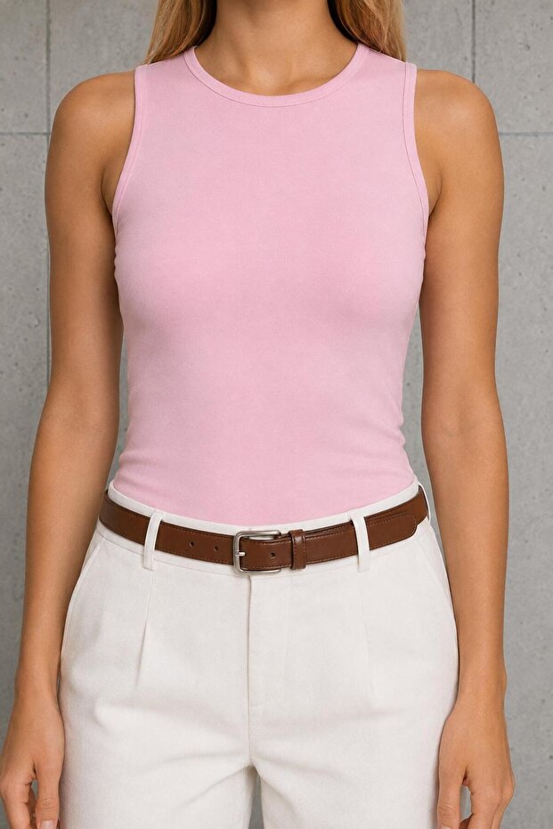Women's Crew Neck Lycra Basic Sleeveless Bodysuit