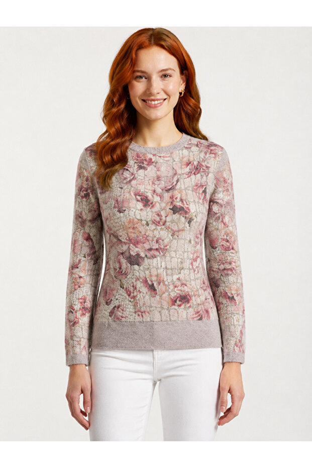 Floral Patterned Knitwear Women's Blouse