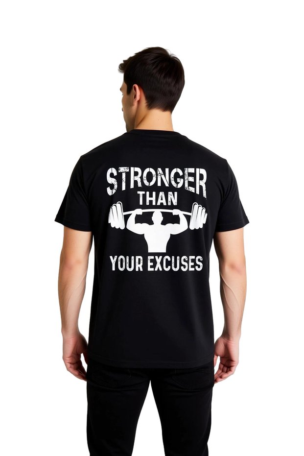 Men's Fitness Motivational Printed T-Shirt Weightlifting Dumbbell Graphic Design Relaxed Fit Casual Modern