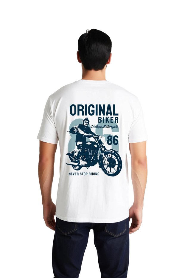 Men's Vintage Motorcycle Printed T-Shirt 100% Cotton Relaxed Fit Graphic Pattern Casual Wear Modern