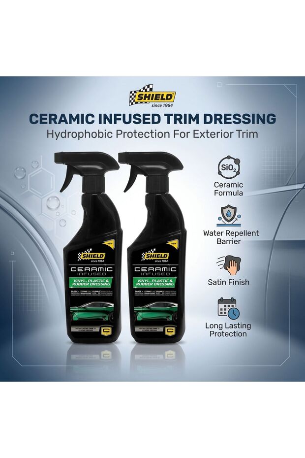Ceramic Infused Vinyl Plastic Rubber Dressing SIO2 Hydrophobic Beading Engine Bay Dressing Durable Gloss Protection Auto Detailing Spray Exterior Trim Restorer 500ml Multipurpose Pack of 2 KSA