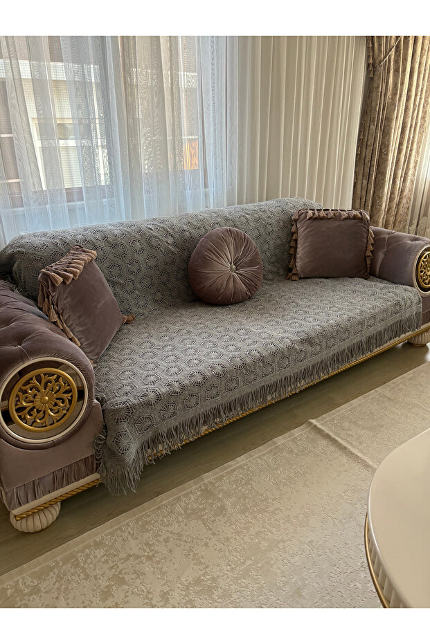 Lace Motif Tasseled Multi-Purpose Home Textile Cover (Sofa / Table / Bed)