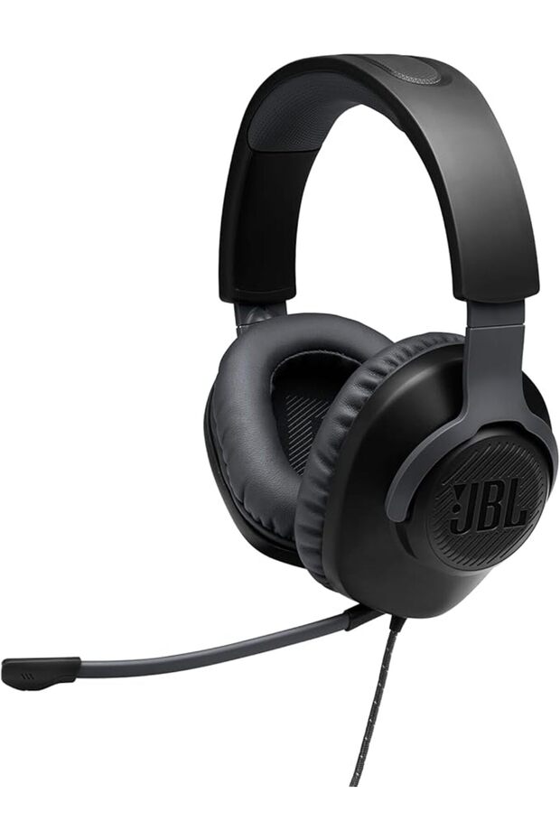 سماعة رأس للألعاب JBL Quantum 100 بأسلاك تغطي الأذن مع ميكروفون قابل للفصل بتقنية التركيز الصوتي، QuantumSOUND S