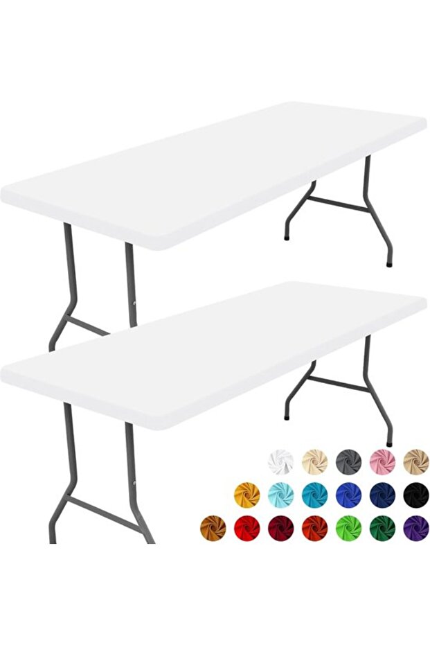 Two-piece rectangular stretch tablecloth set (180 cm) – Fits well for picnics, camping, banquets, and parties – Washable, stretch...
