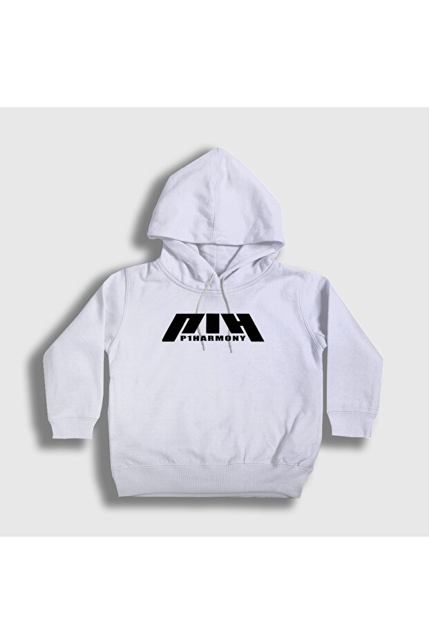 Unisex Kids White Logo K-Pop P1Harmony Hooded Sweatshirt 620244Tt