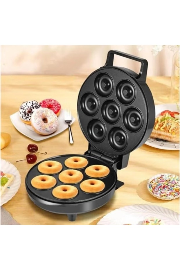 -38264 Mini Donut Maker Machine for Home, 1200W Double-Sided Heating Makes 7 Doughnuts with Non-Stick Surface
