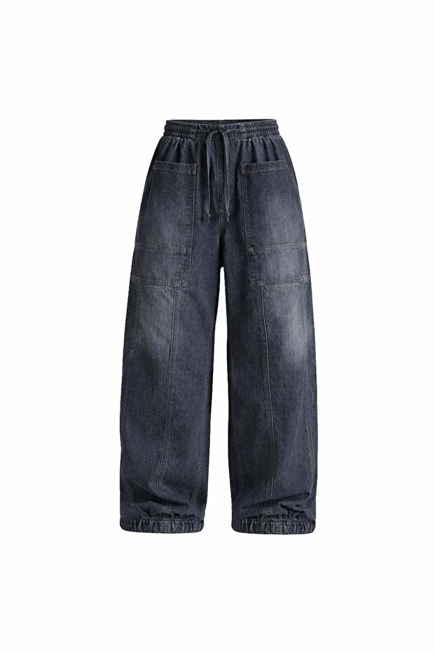 Dark Blue Denim Jogger Pants 19002