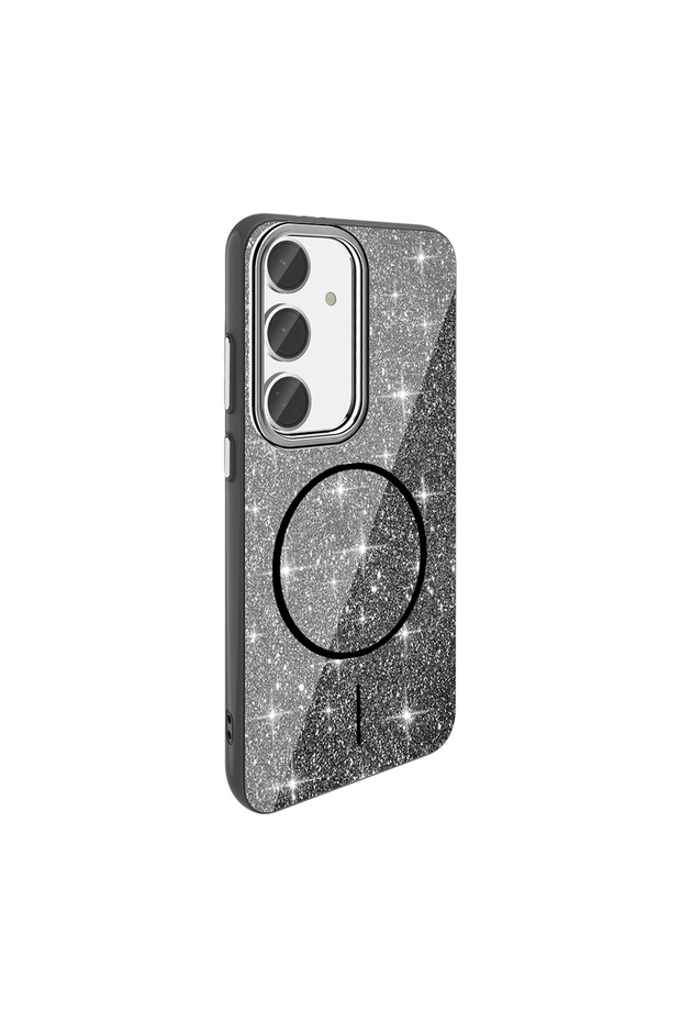 Galaxy S24 Fe Case Non-Spill Glitter Silicone Magsafe Camera Raised