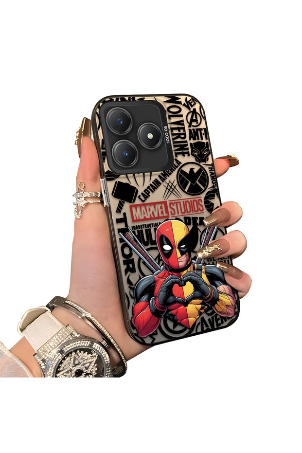 حافظة هاتف ريلمي C63 متوافقة مع نمط مارفل من السيليكون ذات الحواف الصلبة والخلفية الصلبة