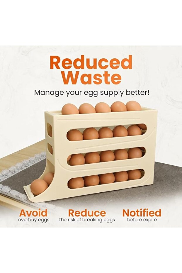 4-Tier Automatic Rolling Egg Holder for Refrigerator, Gravity-Fed Egg Organizer, Space-Saving Egg St - 2
