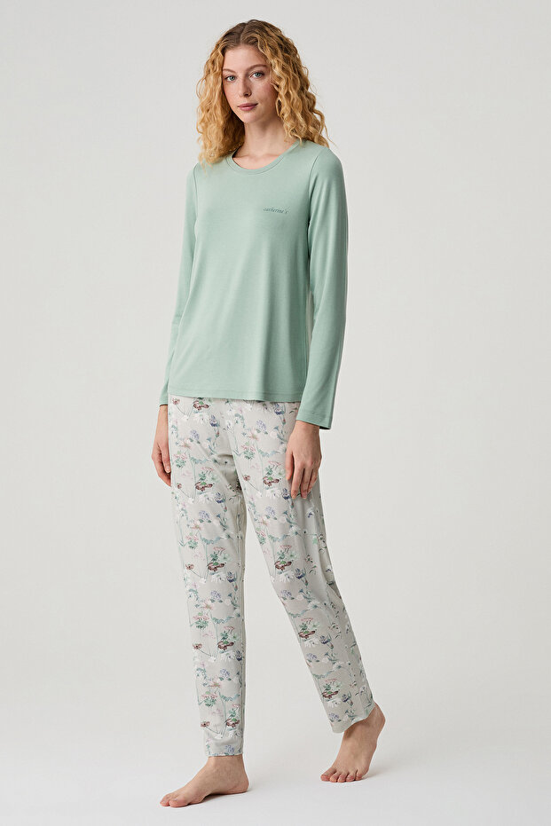 Floral Patterned Pajama Set