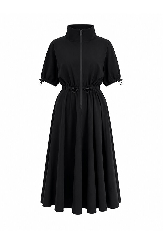 Elastic Waist Zippered Dress
