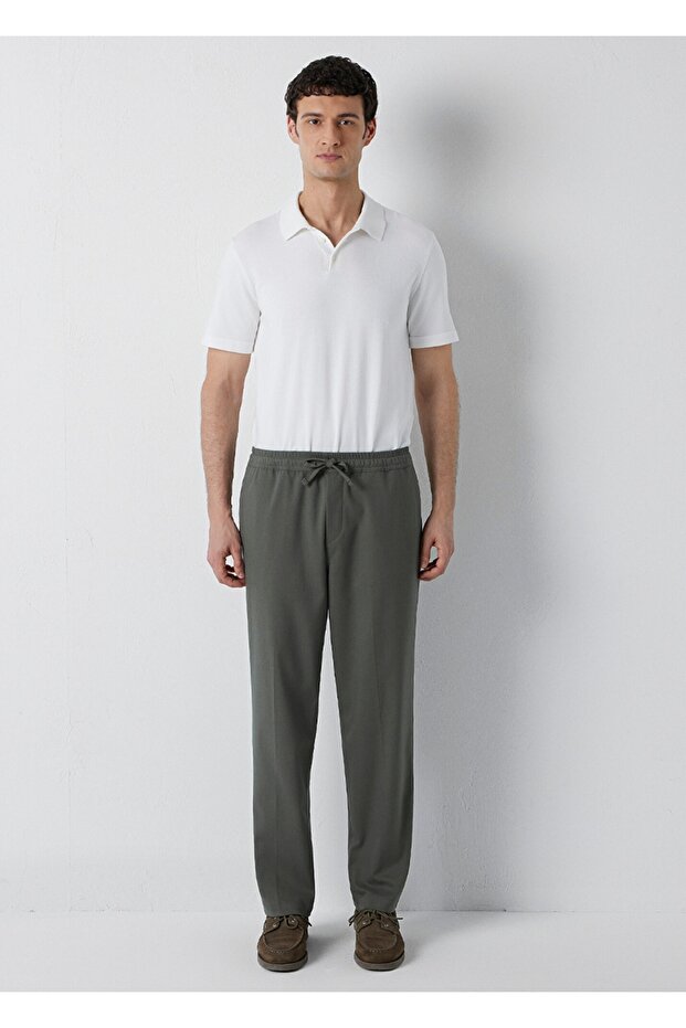 Normal Bel, Regular Straight, Flat Leg Drawstring Jogger Pants.