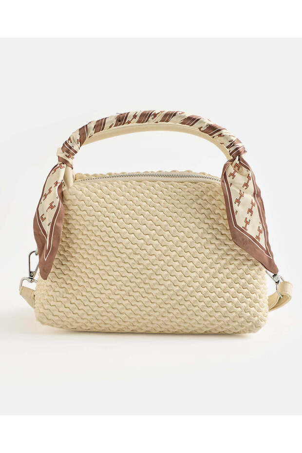 Women Beige Textured Messenger Bag