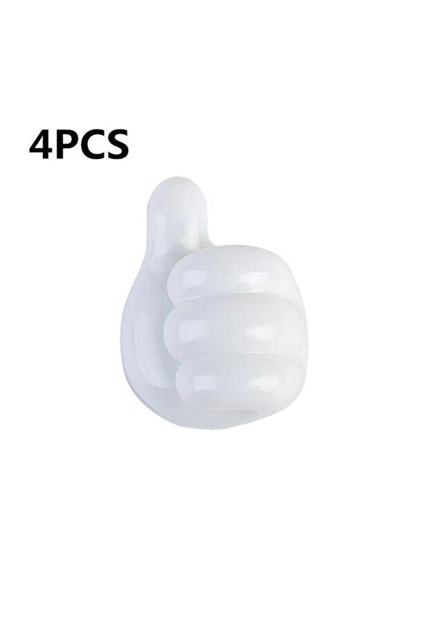 4PCS White Multifunctional Silicone Thumb Hook Wire Organizer Hand Desk Dormitory Non-perforated Cha