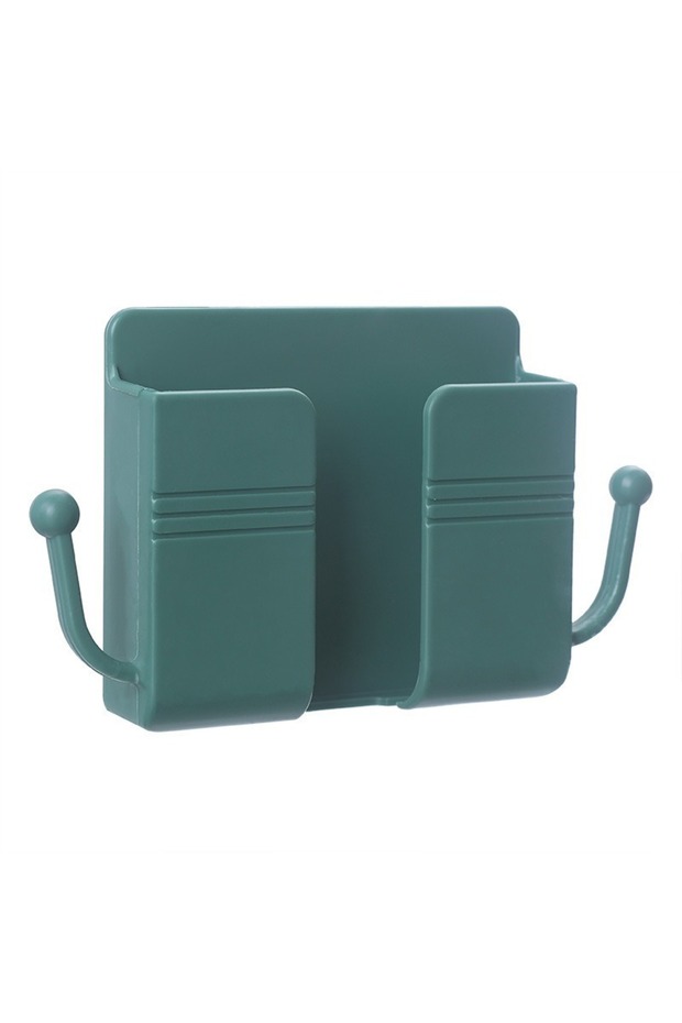 green 1PC Wall Mounted Storage Box, Phone Holder, Adhesive Bedside Shelf, Phone Charging Stand, Remo