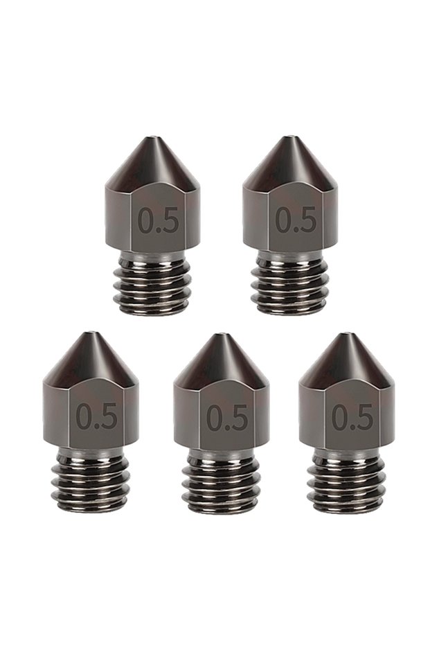 5PCS 0.5mm Hardened Steel MK8 Nozzle for 3D Printers Upgraded All Metal Nozzle for Ender 3 Ender-3 P