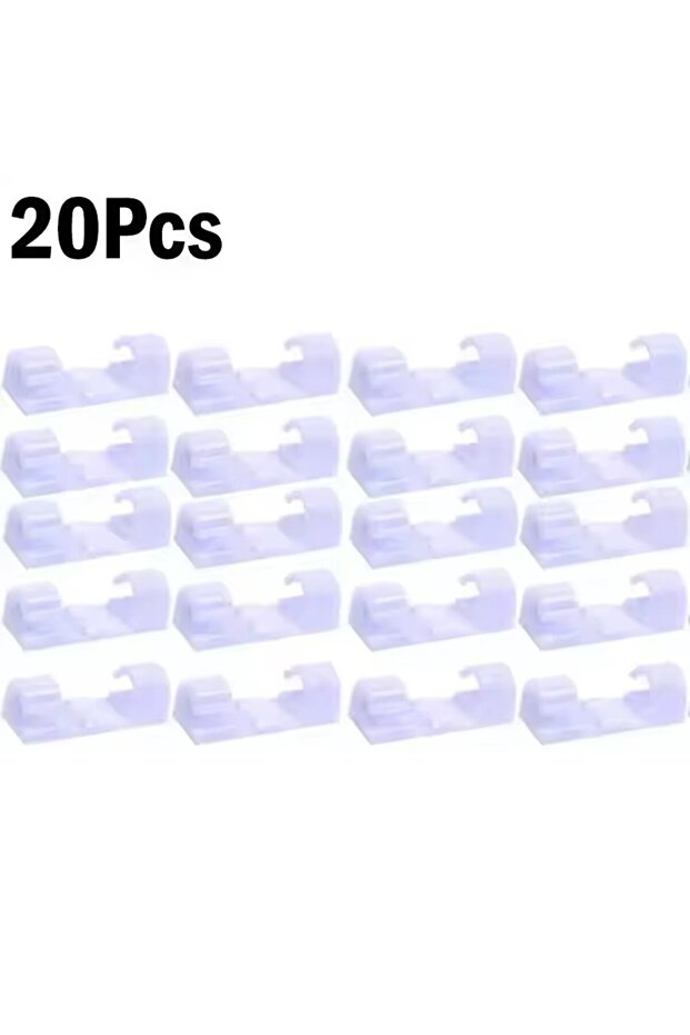 20X-White Cable Clips Organizer Drop Wire Holder Cord Management Self-Adhesive Cable Manager Fixed C