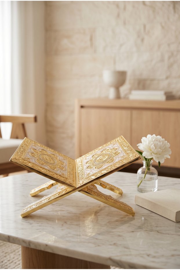 Embroidered Gold Color Decorative Quran Holder