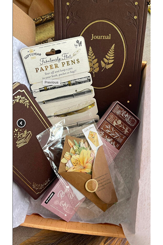 Gift Stationery Set Brown / Scrapbook / Journaling / Pinterest Set/ Notebook, Bookmark, Pen, Seal