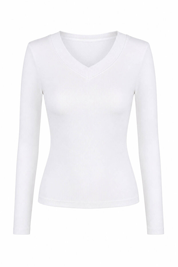 Long Sleeve Ecru Women's Blouse 4547