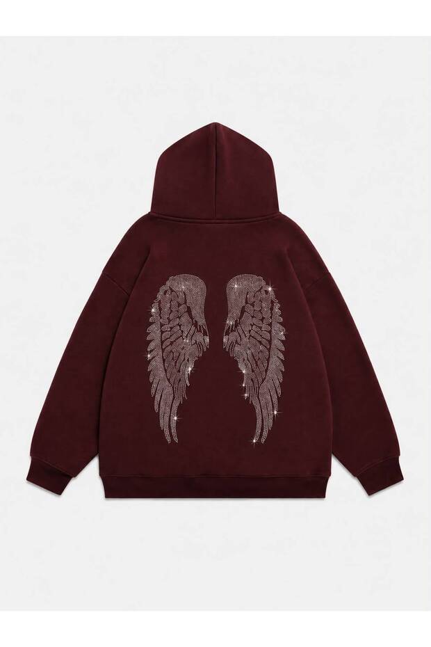 Women's Wing Stone Printed Hooded Oversize Sweatshirt