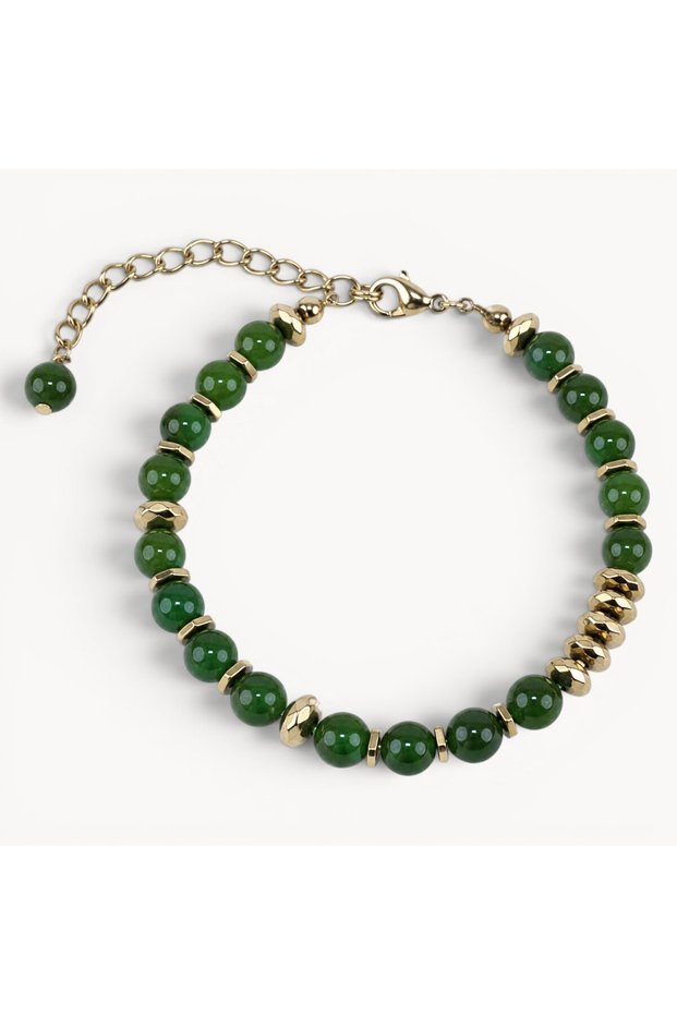 Touchs Collection 100% Natural Jade Bracelet (Gold Color) - the Stone of Friendship