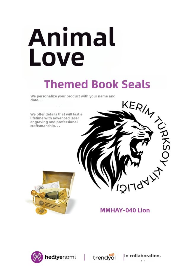 Mühürmarket > Lion Animal Love Book Seal - Ex-Libris - Book Stamp > Mmhay-040