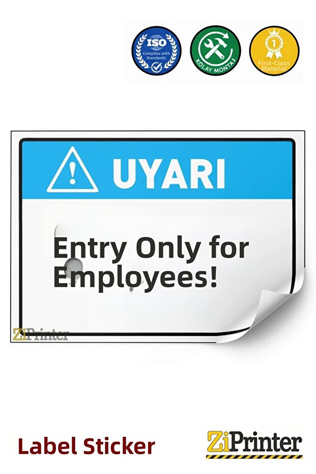 Warning: Entrance Only for Employees! Isg Warning Sign Sticker 25X35 cm