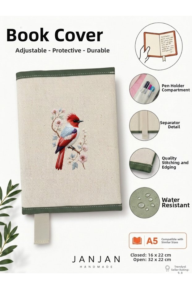 Natural Fabric Book Cover,Washable Book Cover,Book Protector,32X22 cm Book Protective Bag,Book Sleeve,Book Bag,Book Lover Gift,Organizer,Notebook Agenda Cover
