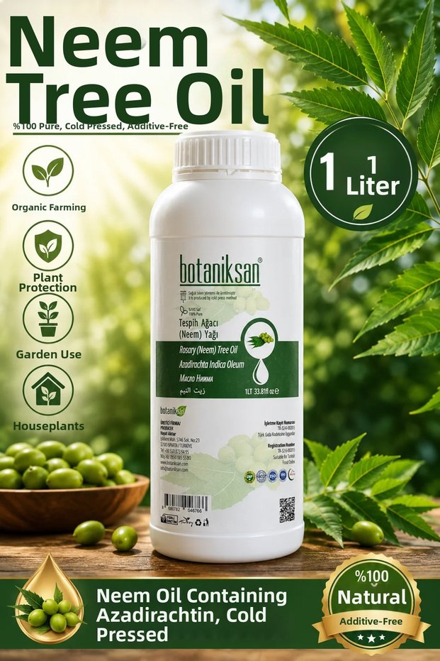 Neem Oil 1 Liter (Neem Tree Oil) Cold Pressed 100% Pure Unadulterated Organic Farming, for Plant, Skin and Hair Care