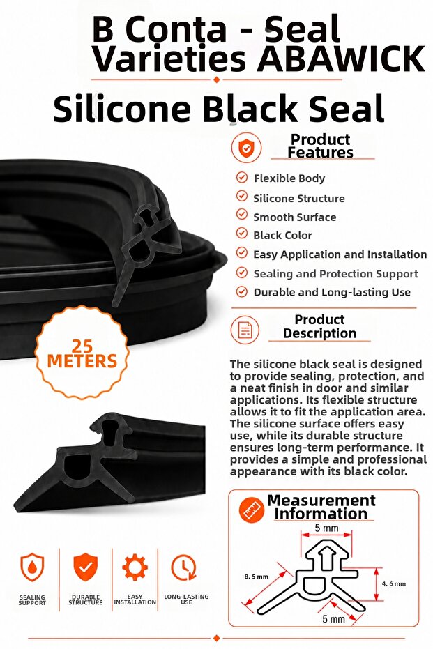 Silicone Wick Black Color Gasket Durable Repair Wick 25 Meters